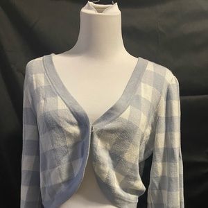 Chic Blue and White plaid sweater